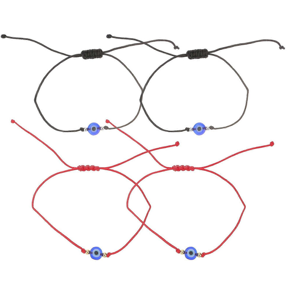Kricely (As Show, One Size) 4Pcs Braided Evil Eye Bracelet Adjustable Evil Eye Anklet Woven Rope Bracelet
