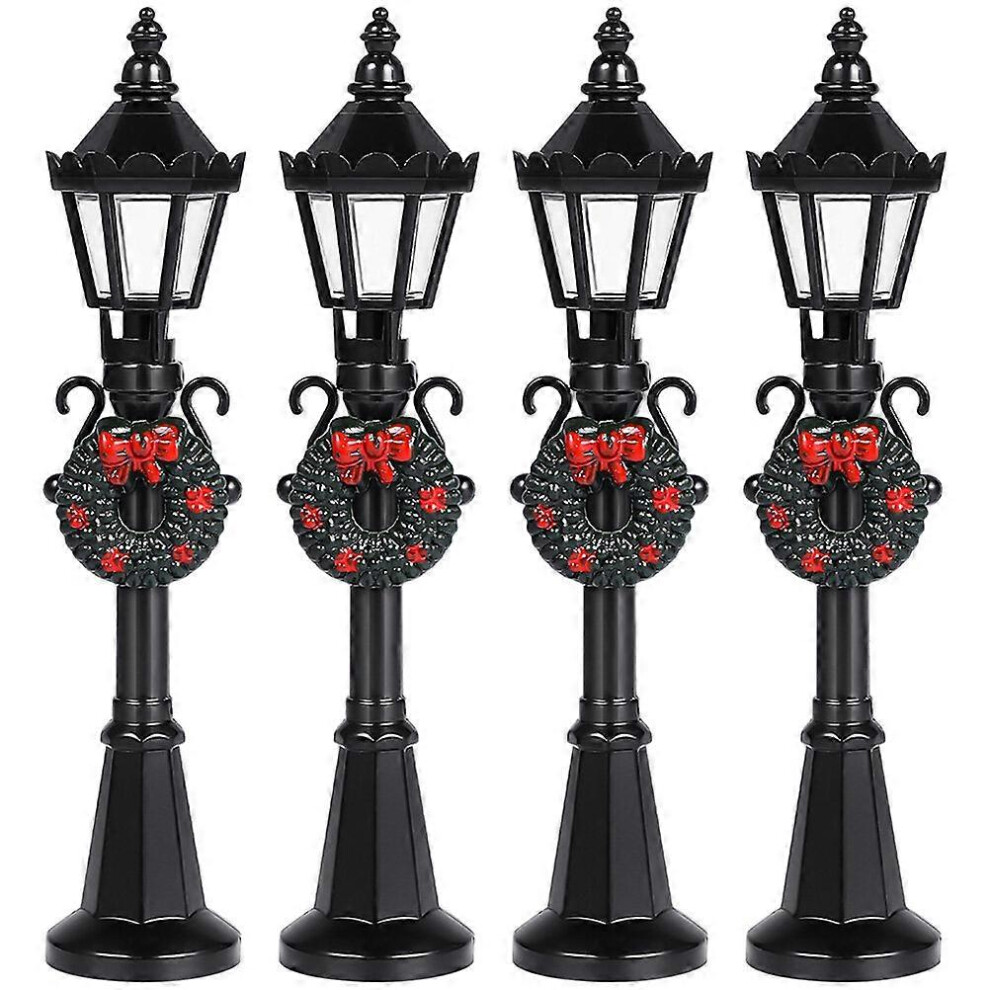 Kricely (As Show, One Size) 4Pcs Miniature Doll House Street Lamp Adorns Mini Street Lamp Models Lamp Decor
