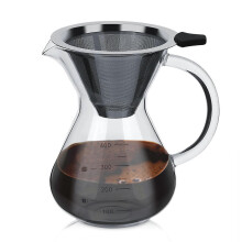 (As show, One size) 400ml Borosilicate Glass Pour Over Coffee Brewer Server Manual Coffee Dripper Brewer