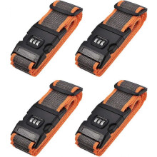 (As show, One size) Luggage Straps with Buckle, Combination Lock, Adjustable Accessories,  Gray Orange 4Pcs