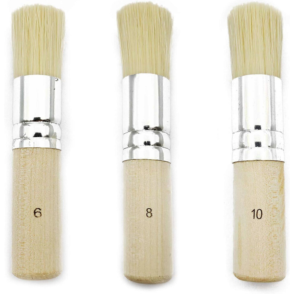 (As Show, One Size) 3Pieces Wooden Brush Bristle Brush Stencil Brush 5093442656251