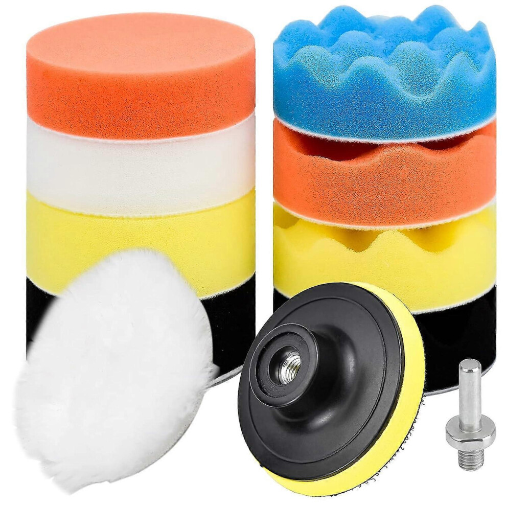 (As Show, One Size) 11Pcs Polishing Sponges 80Mm Polishing Pad Sponge Polishing Kit With M10 Drill Bit 5093442655483