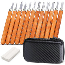 (As show, One size) Wood chisels, engraving tool kit, steel chisel with wooden handle