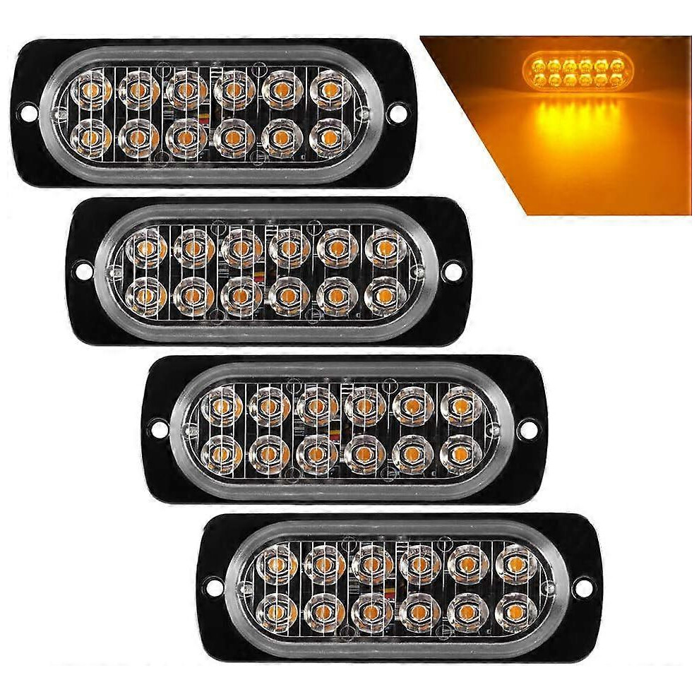 (As Show, One Size) 4Pcs Warning Flashing Lights, Ultra Thin Emergency Strobe Lights, Hazard Beacon Amber 5093442655391