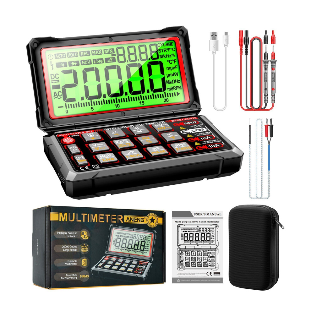 Car Multimeter Digital Multimeter 20000 Counts Rpm Ms Pluse Engine Dwell Angle Measure Ncv Detection Ac/Dc Voltage Current Multimeter 4017780876806