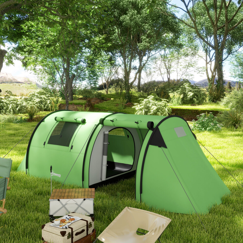 B&Q - 2 Room Camping Family Tent For 3-4 Man3000mm WaterproofGreen - Image 4