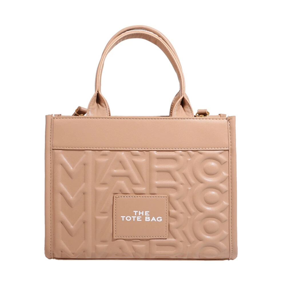 (khaki) Elegant Printed PU Leather Tote Bag Large-Capacity Shoulder & Crossbody Versatile Commuter Handbag for Women