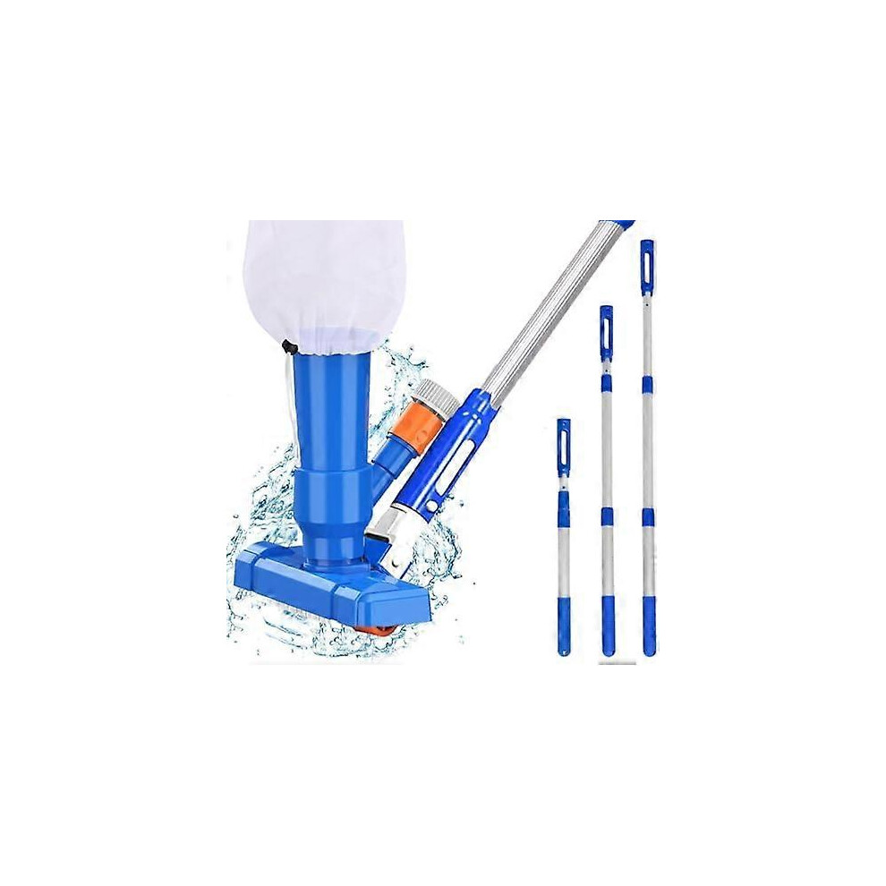 (As show, One size) Upgraded Pool Vacuum Kit, 115cm Hot Tub Cleaner with Telescopic Pole, Brush and Mesh Leaf Bag, Pond Hoover Jet
