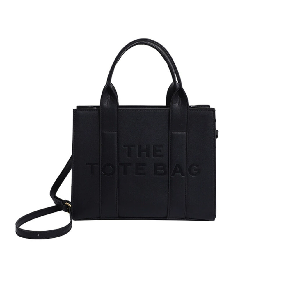 (black) Elegant PU Leather Versatile Large-Capacity Commuter Handbag Shoulder & Crossbody Tote Bag for Women