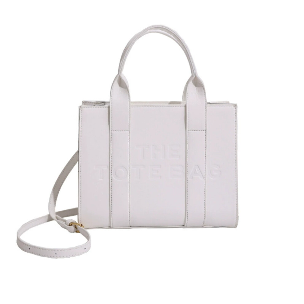 (white) Elegant PU Leather Versatile Large-Capacity Commuter Handbag Shoulder & Crossbody Tote Bag for Women