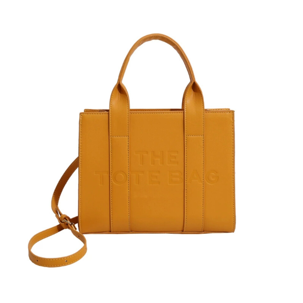 (Yellow) Elegant Pu Leather Versatile Large-Capacity Commuter Handbag Shoulder & Crossbody Tote Bag For Women Not,Specified