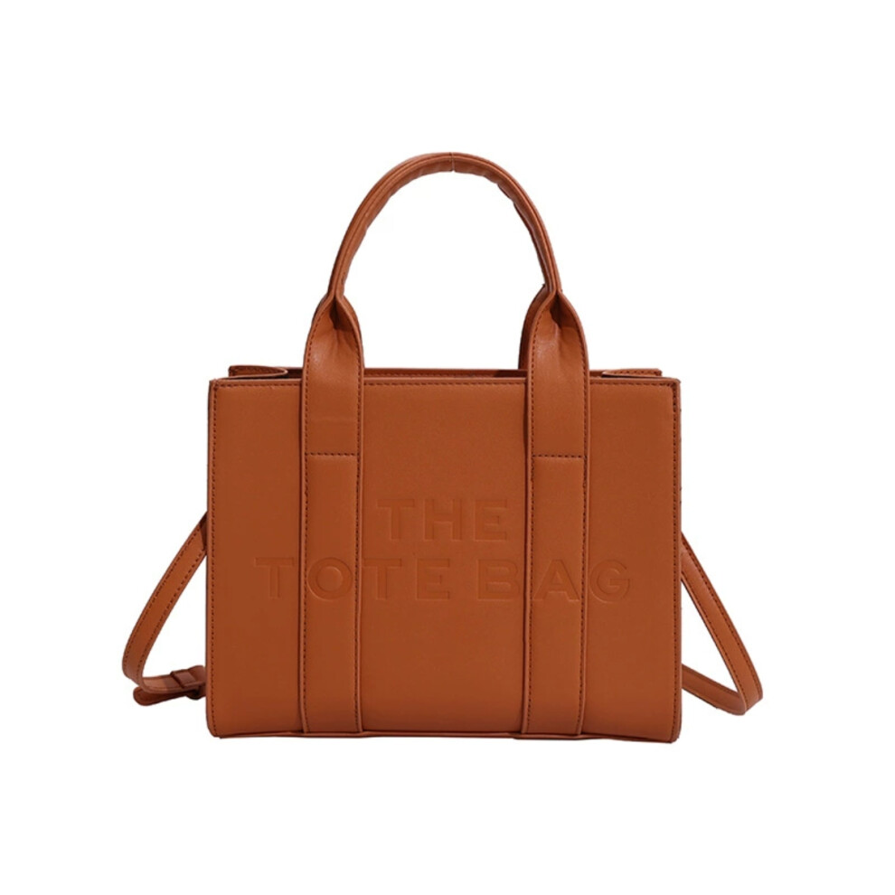 (dark brown) Elegant PU Leather Versatile Large-Capacity Commuter Handbag Shoulder & Crossbody Tote Bag for Women