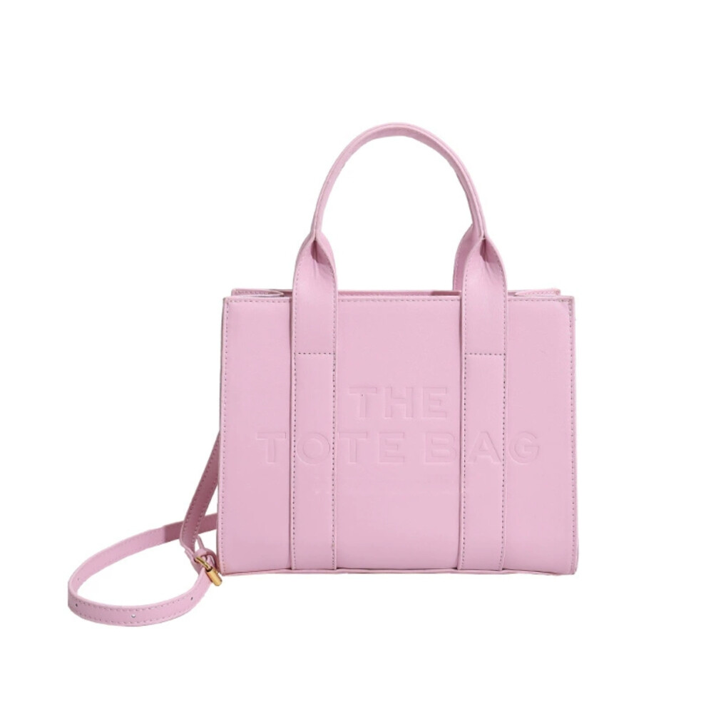 (pink) Elegant PU Leather Versatile Large-Capacity Commuter Handbag Shoulder & Crossbody Tote Bag for Women