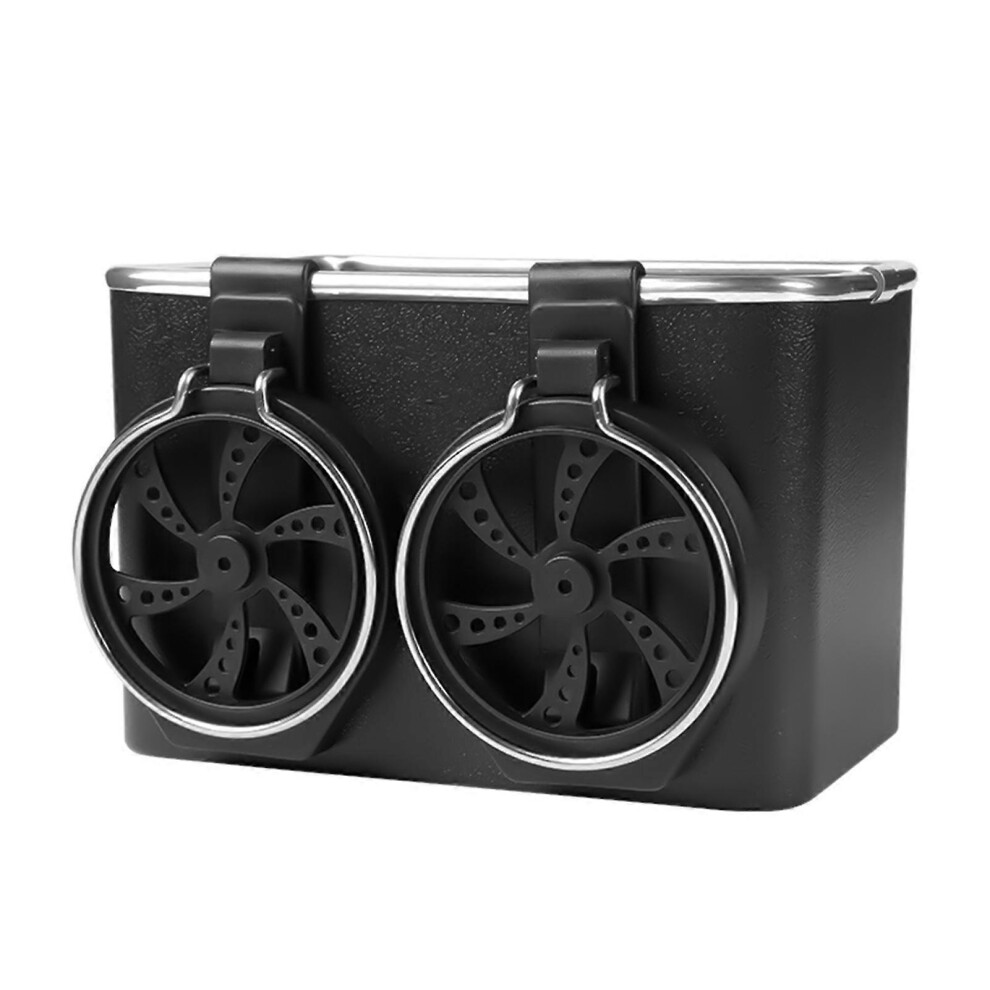 (Black, One size) Car Armrest Storage Box with 2 Cup Holders, Auto Console Car Seat Organizer for Water Cup, Paper Towels Cellphones-image-OPC-PG7WTR5-NEW