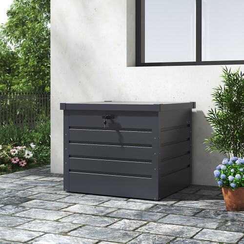 200L Metal Outdoor Garden Storage Box Lockable, Anthracite 1