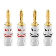 (4 Pcs (2-Pairs)) Nakamichi Excel Series 24K Gold Plated Banana Plug 12-18 AWG Gauge Size 4mm for Speakers Amplifier Hi-Fi