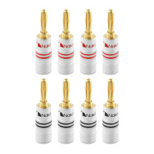 (8 Pcs (4-Pairs)) Nakamichi Excel Series 24K Gold Plated Banana Plug 12-18 AWG Gauge Size 4mm for Speakers Amplifier Hi-Fi
