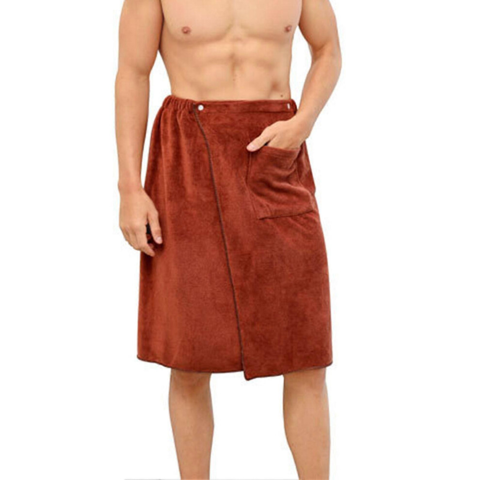 (70x140, Brown) Men&#39;s Body Wraps Towel with Pocket Lint Free Absorb Water Lightweight Towel for Gym Pool Spa-image-OPC-PG7WYP2-NEW