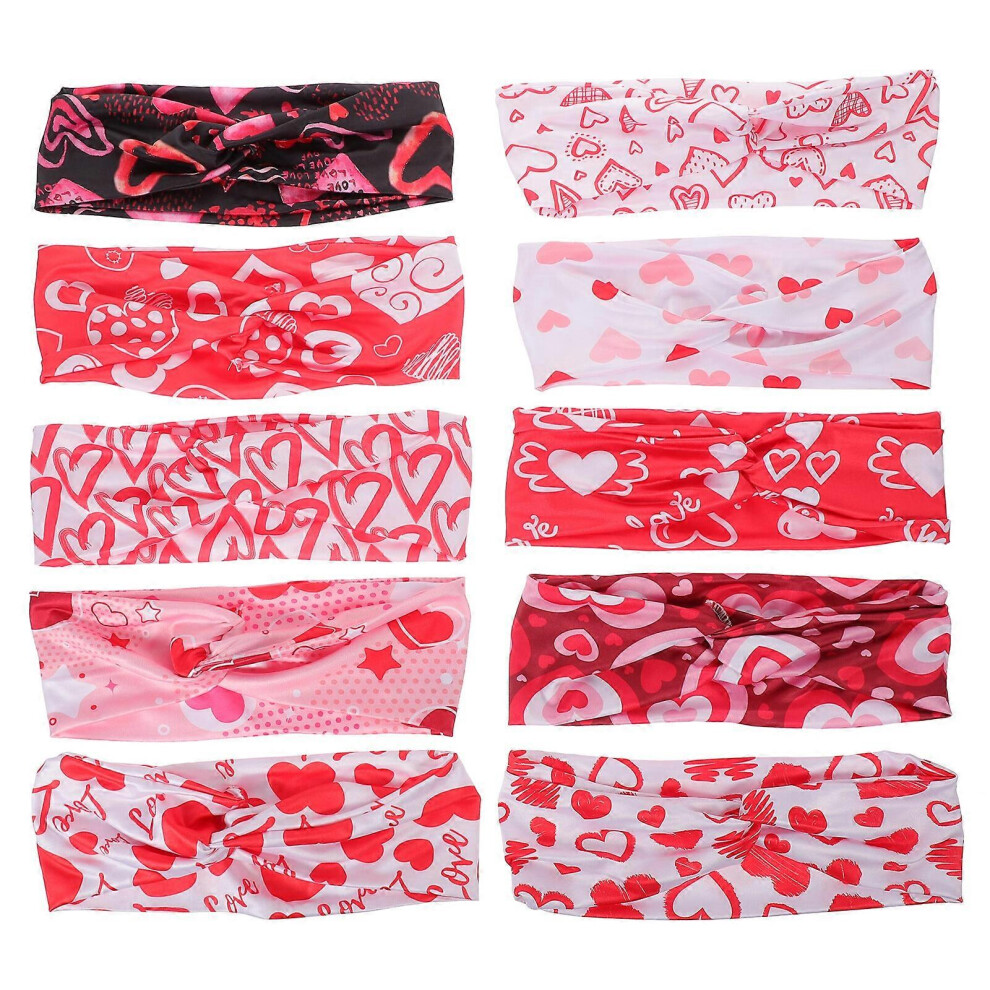 Kricely (As Show, One Size) 10Pcs Women's Workout Headbands Yoga Headbands Heart Pattern Sport Sweatbands Fitness Hair Bands