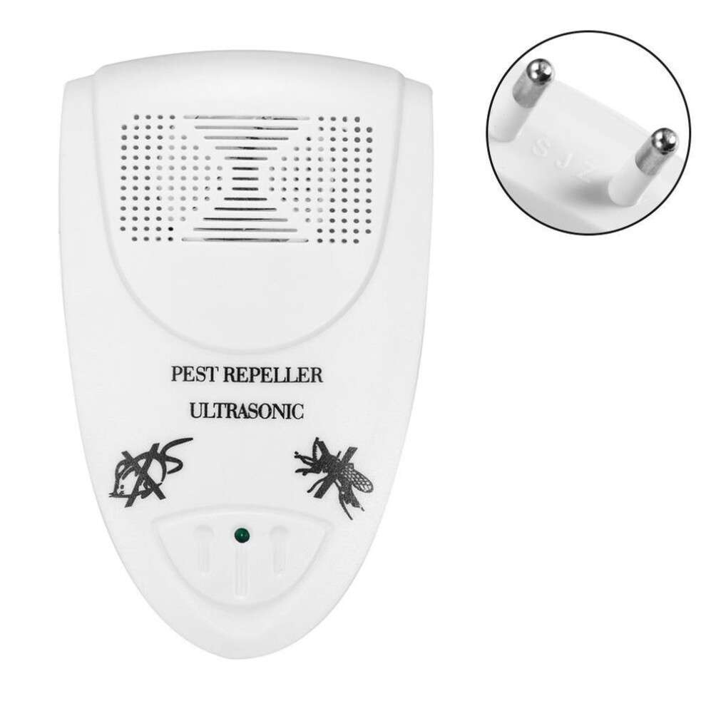 (white, EU Plug) Ultrasonic Home Warehouse Mouse Rat Mosquito Cockroach Pest Repellent Rejector