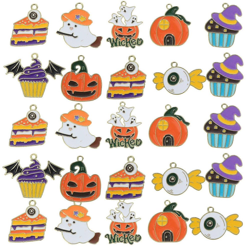 Kricely (As Show, One Size) 34Pcs Halloween Earrings Diy Charms Halloween Jewelry Charms Bracelet Necklace Earrings Diy Charms