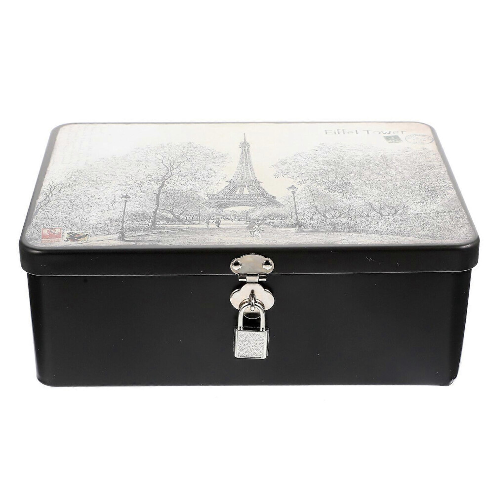 Kricely (As Show, One Size) Tinplate Storage Case Tinplate Holder Tinplate Container With Lock And Key