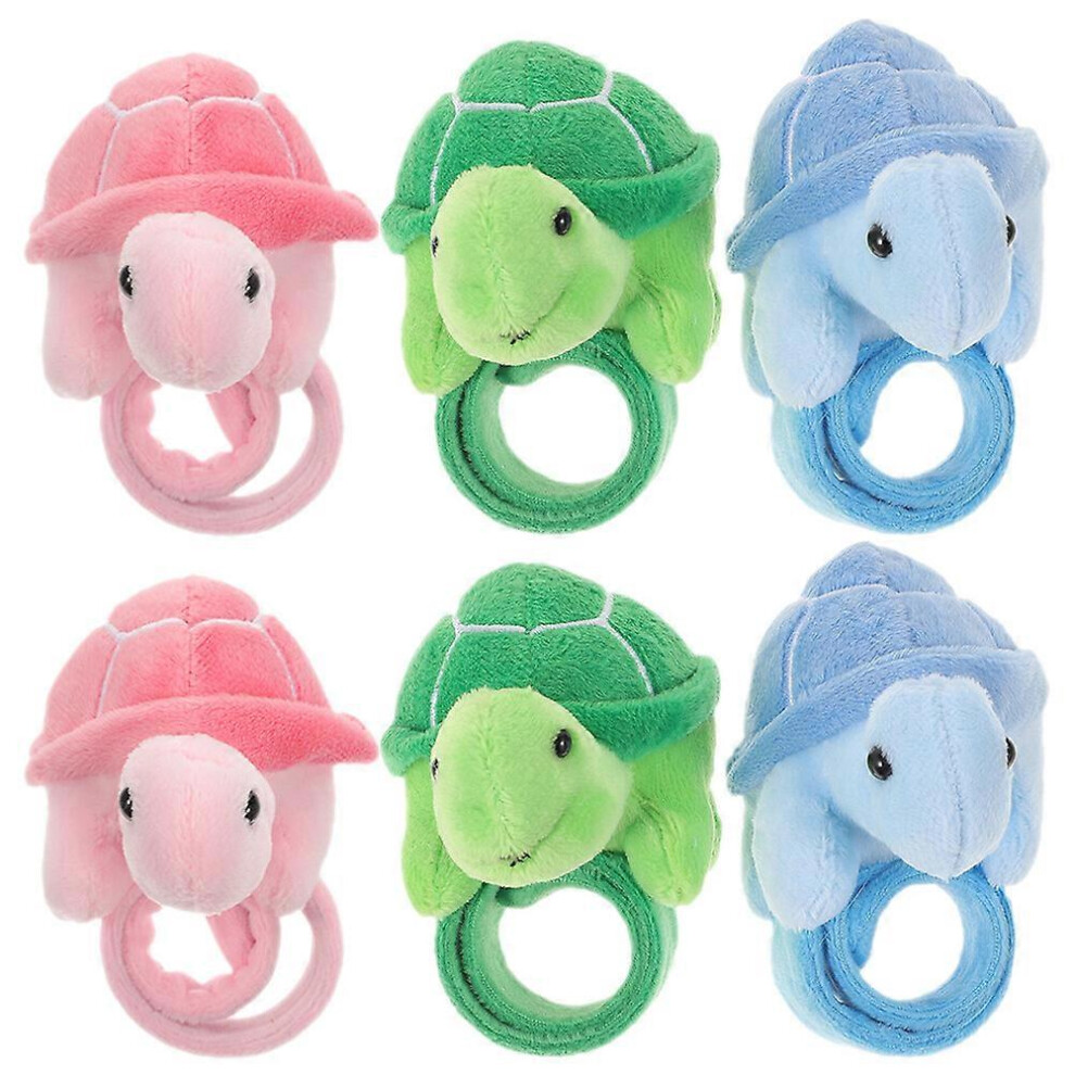 Kricely (As Show, One Size) 6Pcs Stuffed Tortoise Slap Bracelet Lovely Plush Snap Band Wrist Band Decoration Party Favor