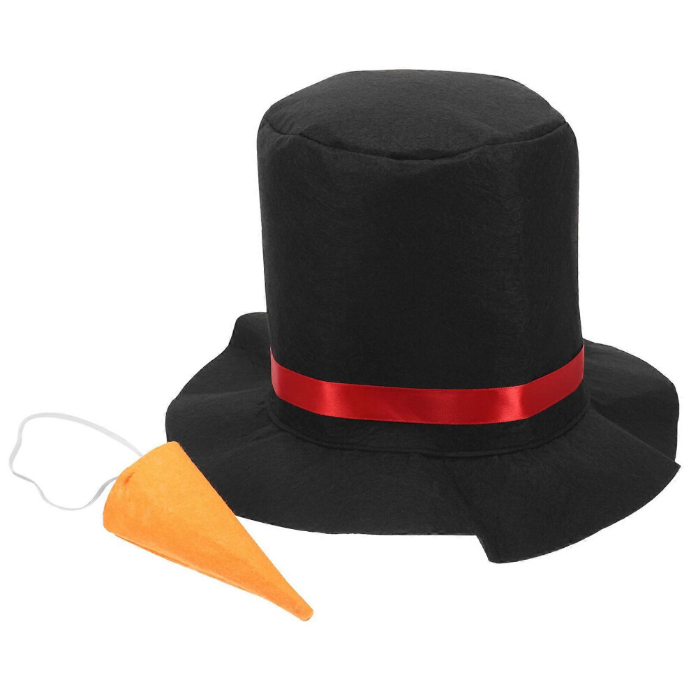 Kricely (As Show, One Size) 1 Set Cosplay Snowman Hat Snowman Cosplay Cap And Nose Reusable Hat Christmas Party Favor