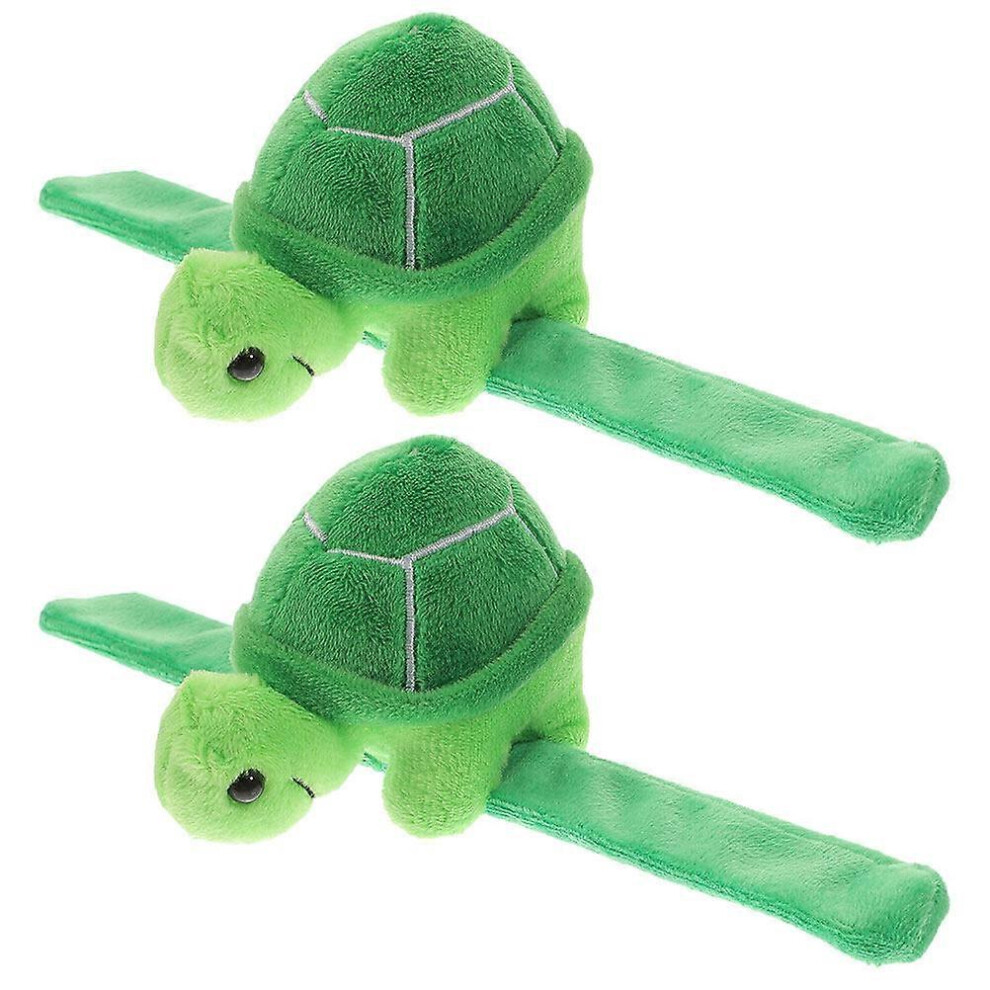 Kricely (As Show, One Size) 2Pcs Slap Bracelet Stuffed Animal Plush Slap Bracelet Turtle Slap Bracelet Decor