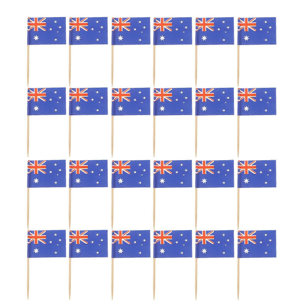 Kricely (As Show, One Size) 100Pcs Flag Toothpicks Flags Cupcake Toppers Cake Topper Decorations Party Supplies