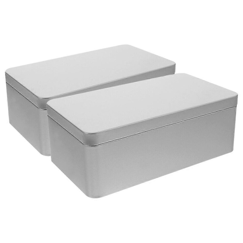 Kricely (As Show, One Size) 2Pcs Tin Boxes Rectangular Tinplate Tea Leaves Storage Boxes Party Favors Boxes