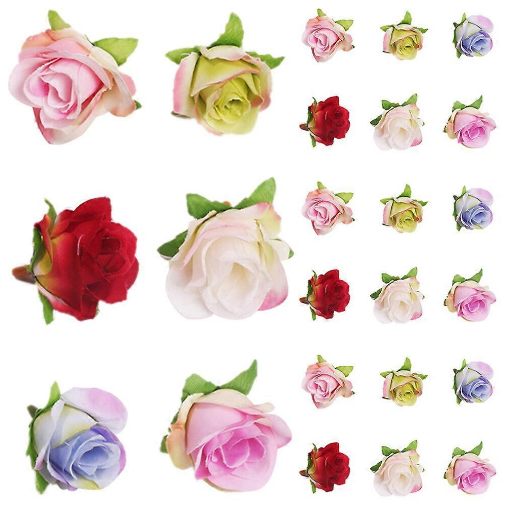 Kricely (As Show, One Size) 30Pcs Fake Rose Heads Artificial Flower Heads Mini Flower Arrangement Crafts Material