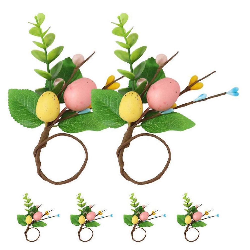 Kricely (As Show, One Size) 6Pcs Easter Themed Napkin Rings Egg Shaped Napkin Buckles For Spring Wedding Dinner Table
