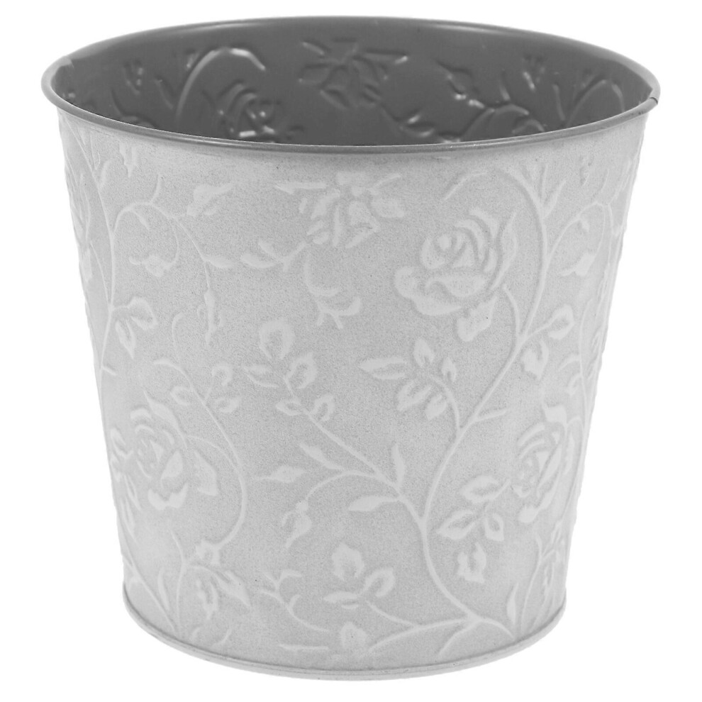 Kricely (As Show, One Size) Iron Flower Bucket Vintage Plant Planter Flowerpot Container Embossment Flower Bucket