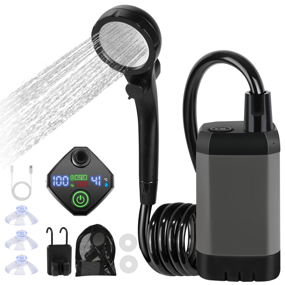 (Grey) Portable Shower Camping Shower Camp Outdoor Shower