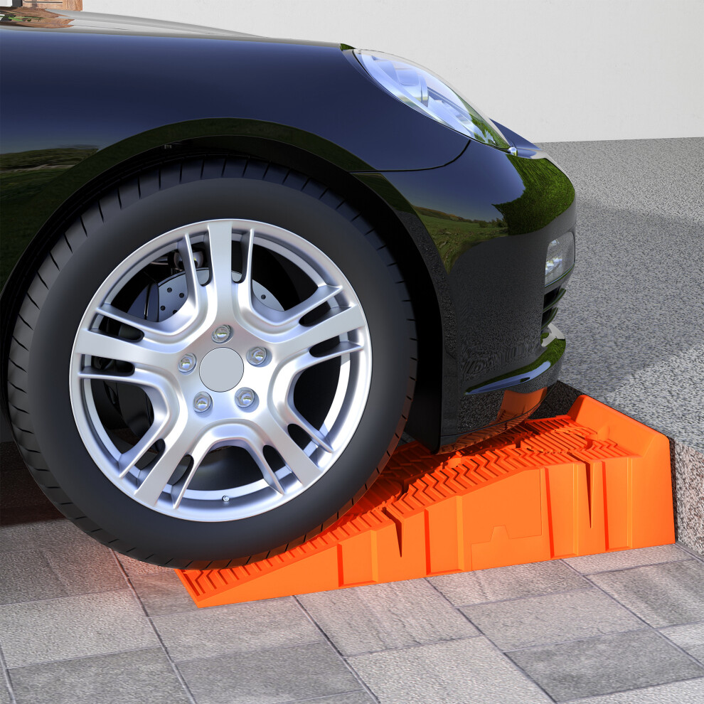 Durhand 2.5 Ton Plastic Car Lifting Ramps Automotive Vehicle Garage, Orange