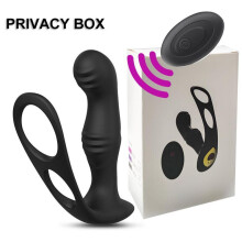(black) Male Prostate Massage Remote Anal Vibrator 10 Speeds Delay Ejaculation Cock Ring Testis Stimulate Anus Plug Butt