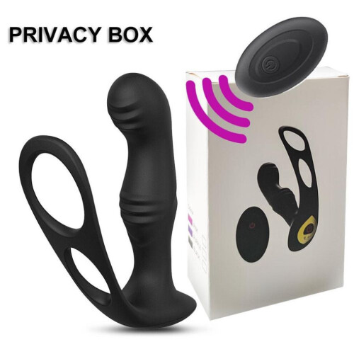 (black) Male Prostate Massage Remote Anal Vibrator 10 Speeds Delay Ejaculation Cock Ring Testis Stimulate Anus Plug Butt
