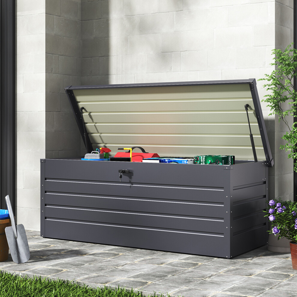 600L Lockable Outdoor Metal Garden Storage Box, Anthracite