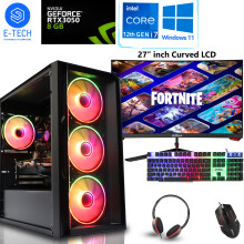 Gaming PC 27'' Curved Bundle i7 12700KF 32GB DDR4 RTX 3050 2TB M.2 W11