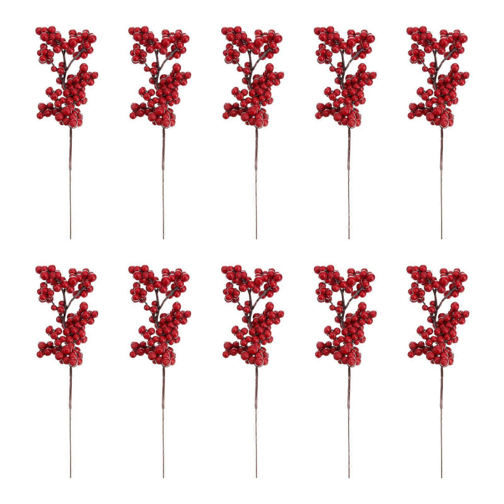 (As show, One size) 10 Pcs Dining Room Table Decor Christmas Berry Branch Artificial Red Berry Artificial Bouquet Christmas Artificial Plants-image-OPC-PG7XMHT-NEW