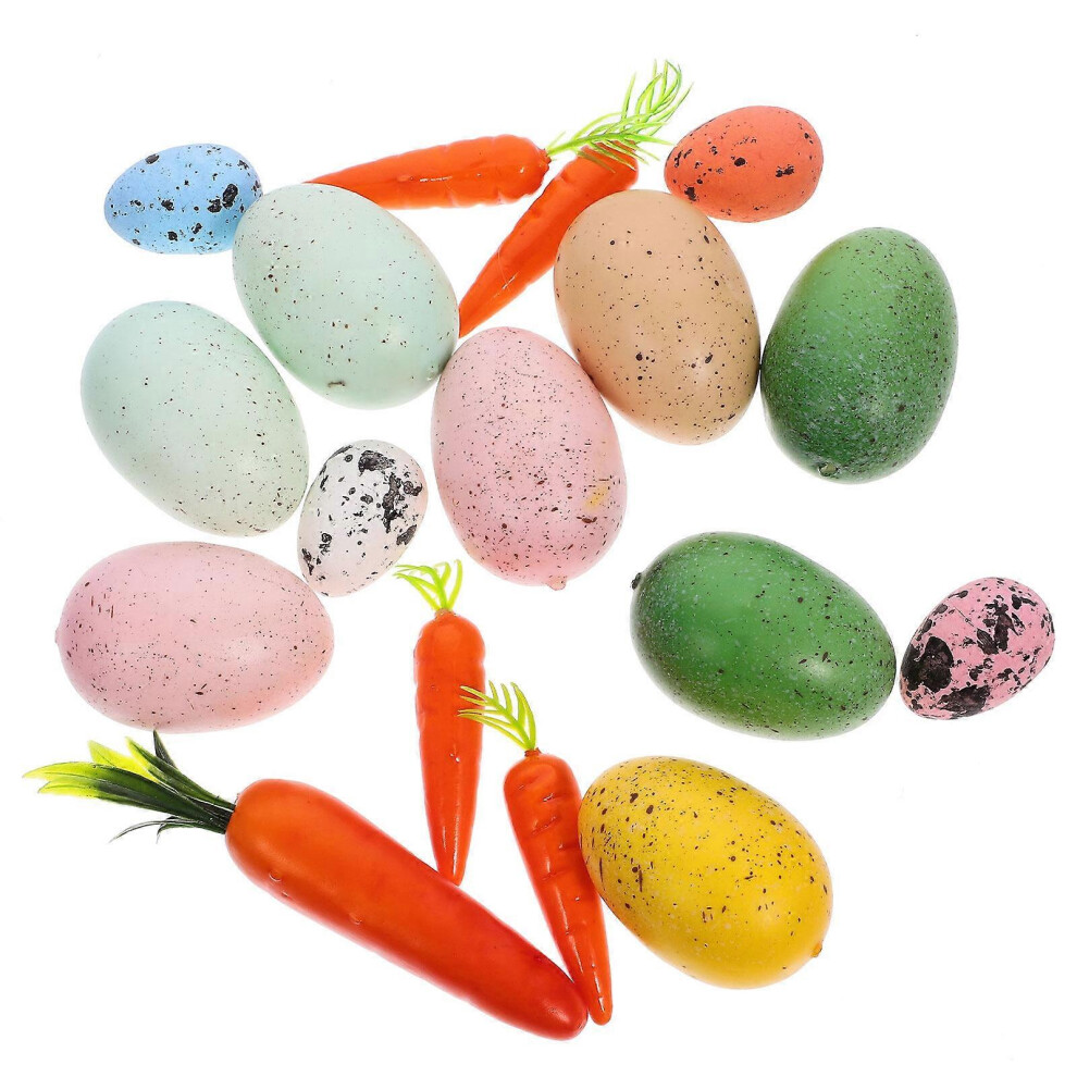 Kricely (As Show, One Size) 1 Set Of Easter Decorations Easter Eggs Carrot Decors Diy Foams Eggs Easter Party Accessories