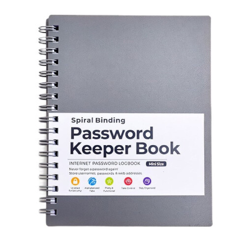 (Gray) A6 Coil Password Keeper Book