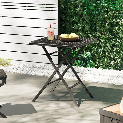Square Folding Outdoor Rattan Bistro Dining Table 1