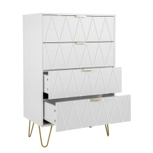 (White) UEV Chest of 4 Drawers, Wardrobe with Drawers