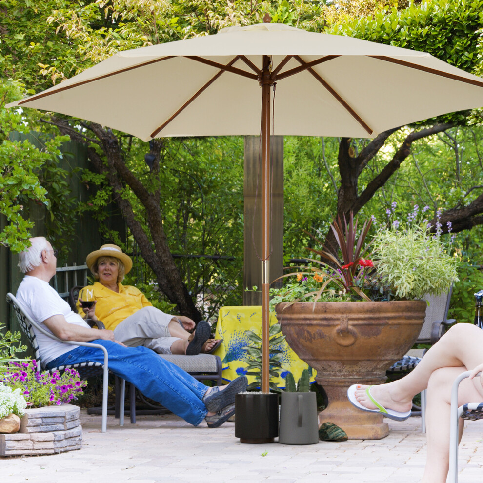 Outsunny 2.5M Wood Garden Parasol Sun Shade Patio Outdoor Wooden Umbrella Canopy