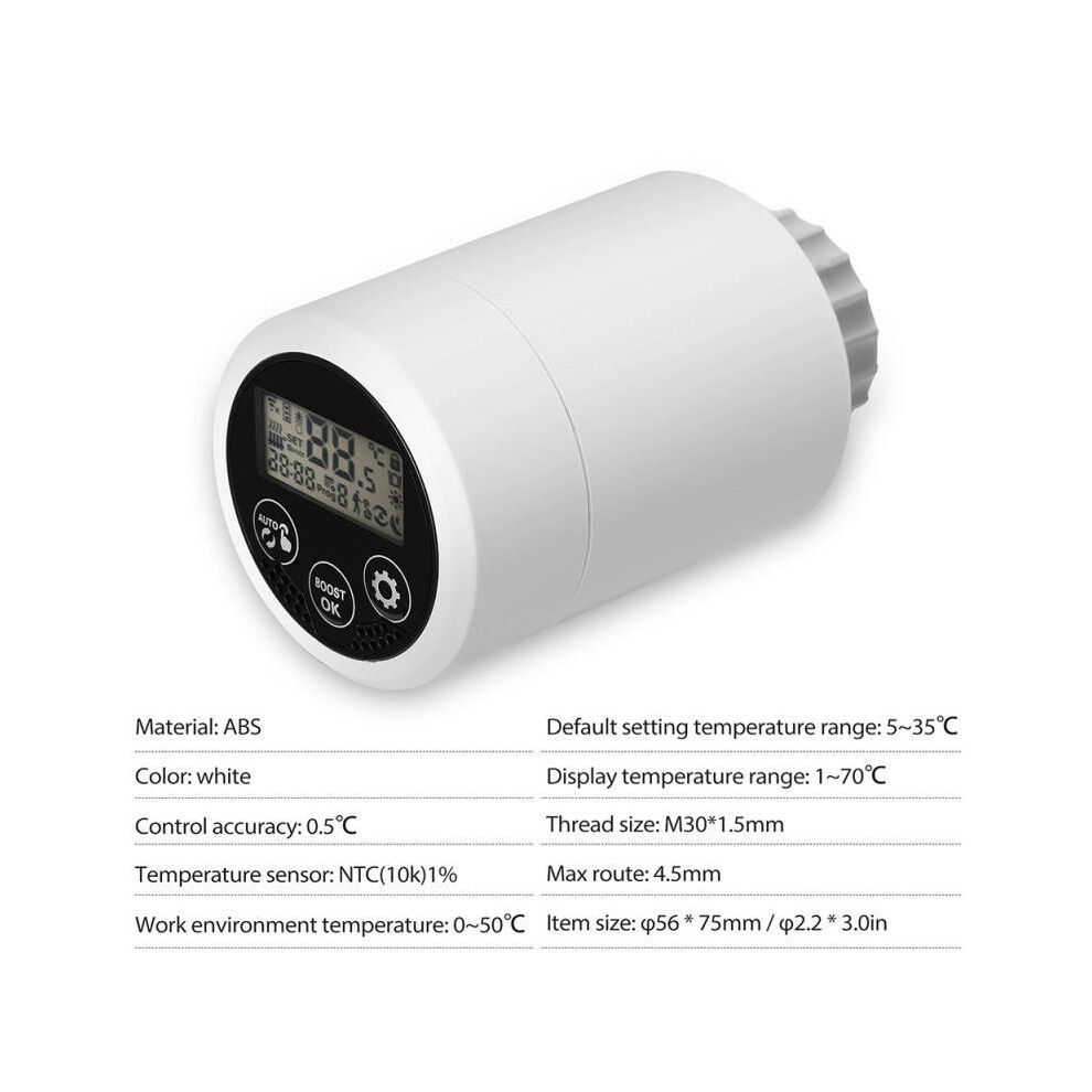 ( Energy-Saving Zigbee Temperature Control Valve) 2025 New Tuya Zigbee Thermostat Electronic Radiator Valve Controller Intelligent Intelligent Ra White 6921541469641