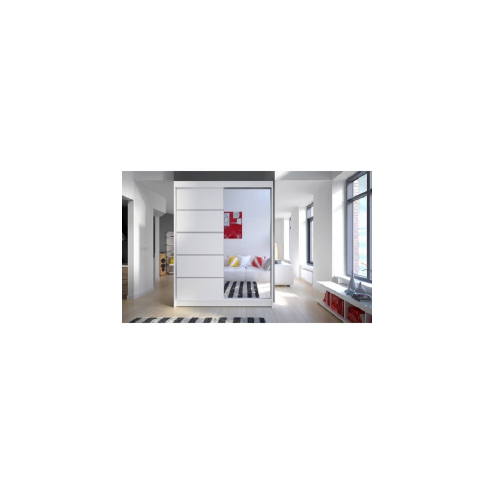 (Full White ) Easy Sliding Door Wardrobe 150cm Fast Delivery