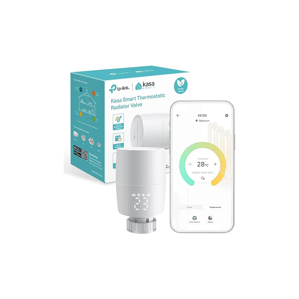 TP-Link Kasa Smart Thermostat Radiator Valve , Smart Radiator Valve, Energy Saving, LED display Radiator Thermostat