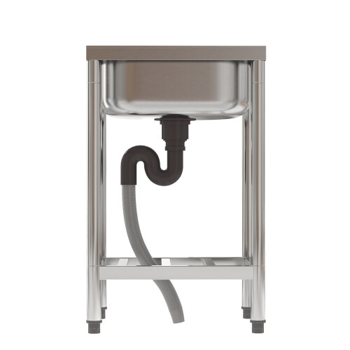 Commercial Square Kitchen Sink with Single Bowl Basin Grid Shelf 2